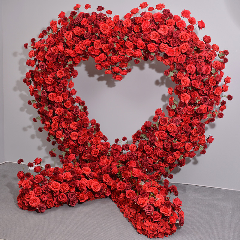 Encrypted Red Heart shelf Florist Wedding proposal decoration simulation rose row decoration artificial flower