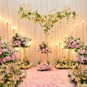 New wedding road lead flowers geometric frame flower wave flower art candlestick table flower wedding stage scene arrangement silk flower art