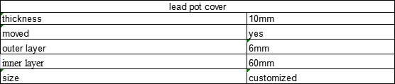 LEAD POT COVER SPECIFICATIONS