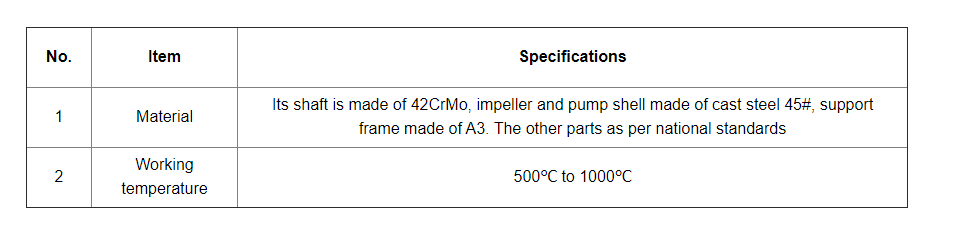LEAD PUMP SPECIFICATIONS
