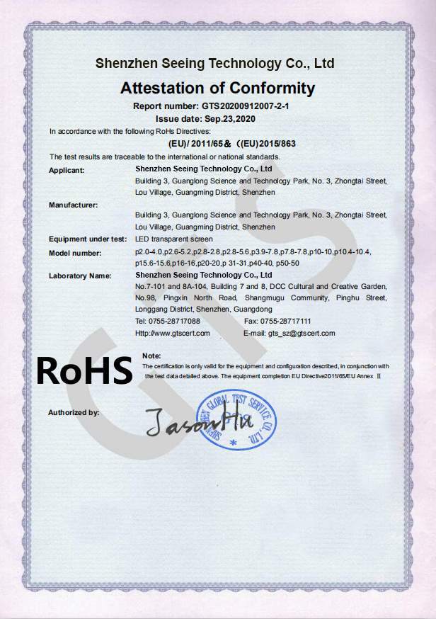 photoelectric glass display CE certification