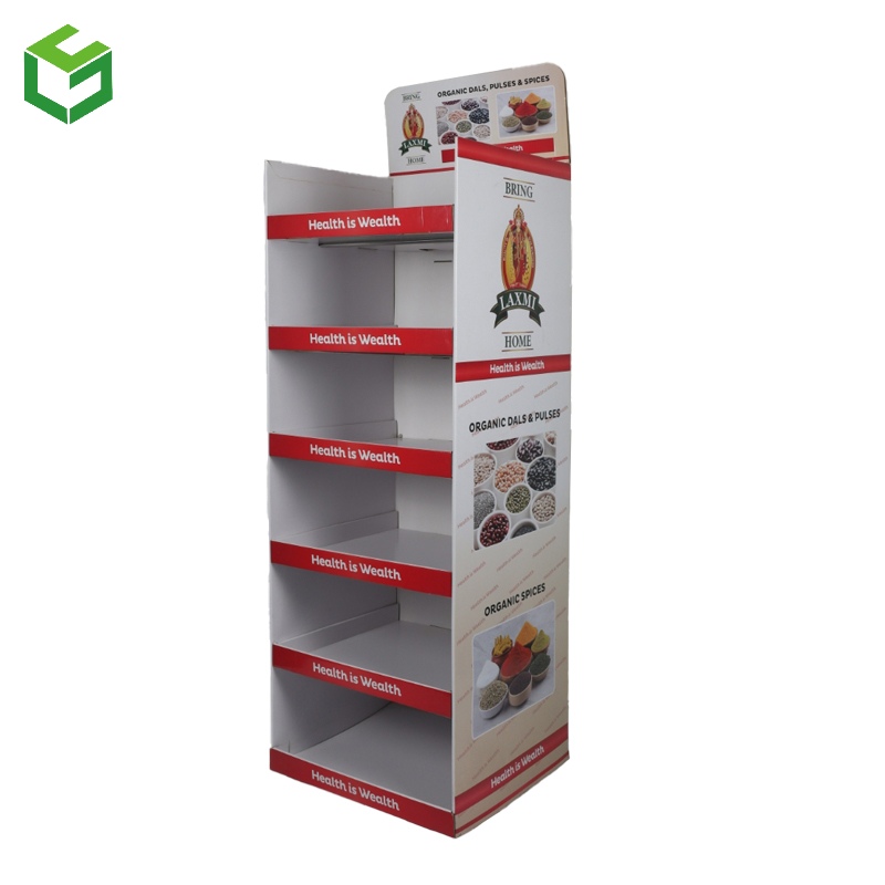 Custom Retail Printed Pop Cardboard Display Rack Corrugated Product Pop Cardboard Floor Display Stands Shelf