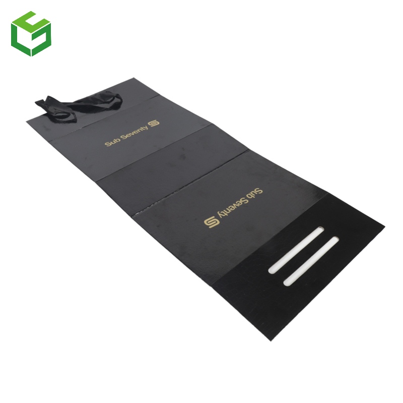 Foldable Rigid Paper Box With Ribbon Handle