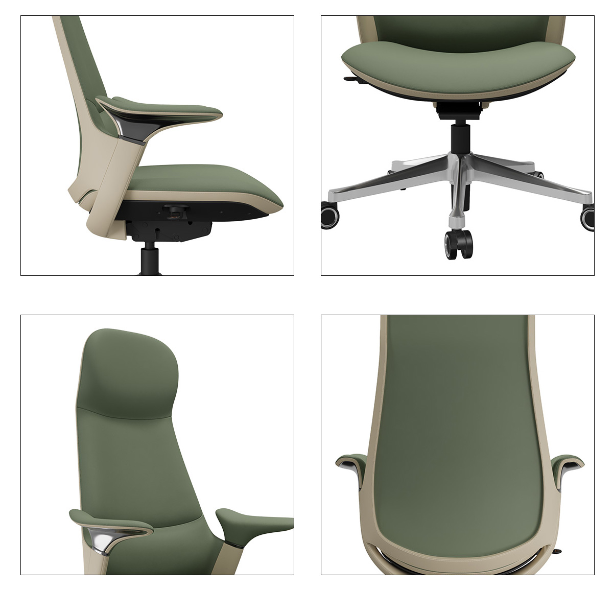  Zelená kožená kancelářská židle 