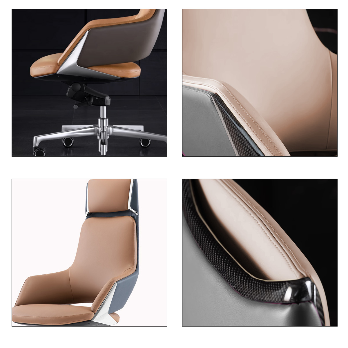  Kožená ergonomická kancelářská židle 