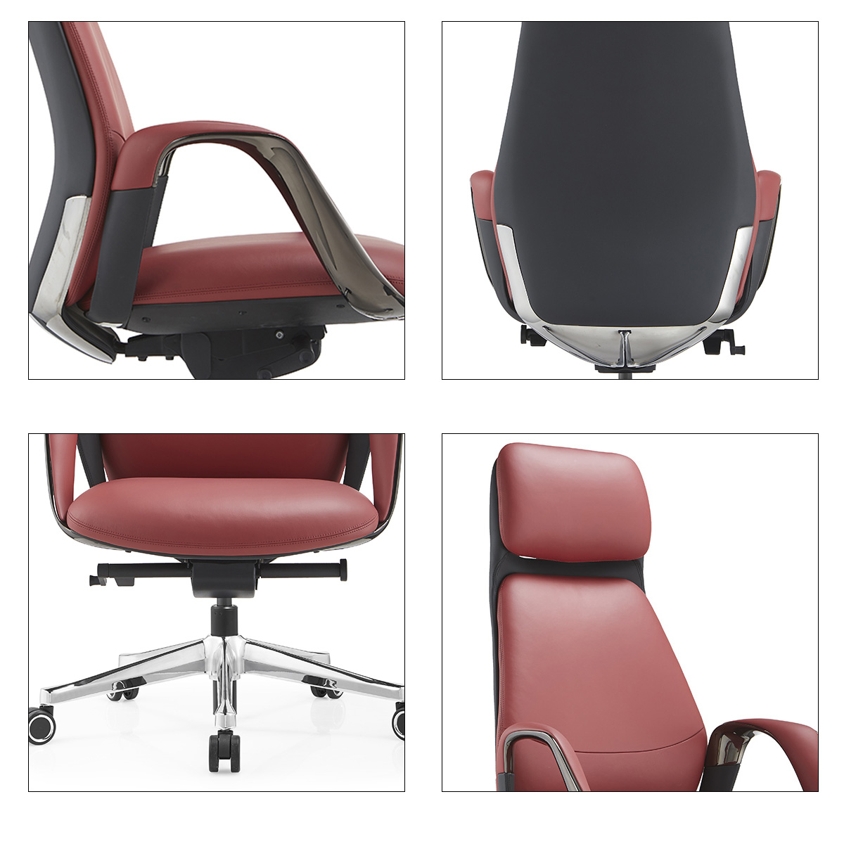  Červená kožená kancelářská židle 