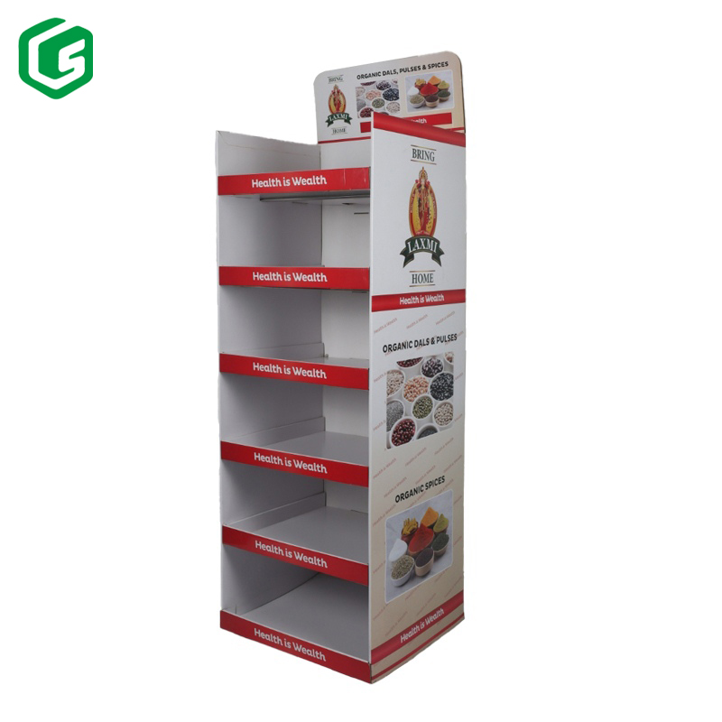 Custom Retail Printed Pop Cardboard Display Rack Corrugated Product Pop Cardboard Floor Display Stands Shelf