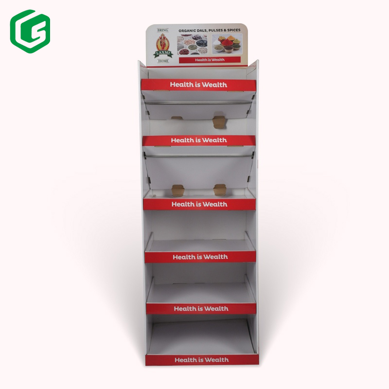 Custom Retail Printed Pop Cardboard Display Rack Corrugated Product Pop Cardboard Floor Display Stands Shelf