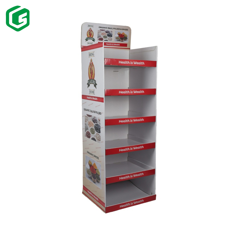 Custom Retail Printed Pop Cardboard Display Rack Corrugated Product Pop Cardboard Floor Display Stands Shelf