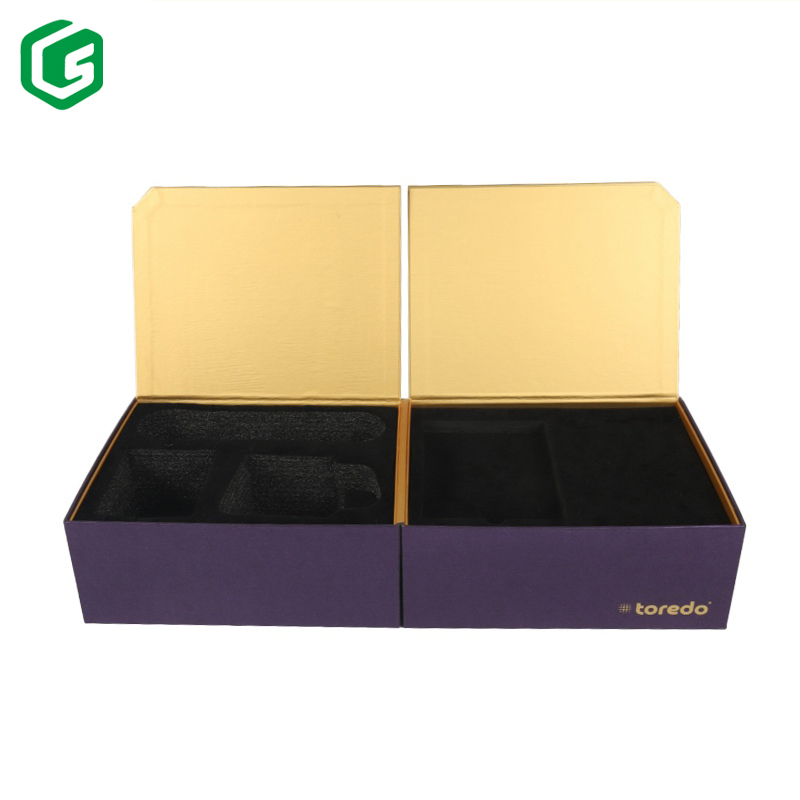 Cardboard Gift Box With Logo Printing ,Magnetic Lid, Peal Wool Tray