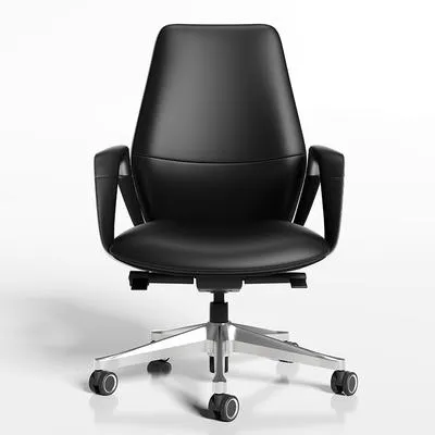  Černá kožená kancelářská židle 