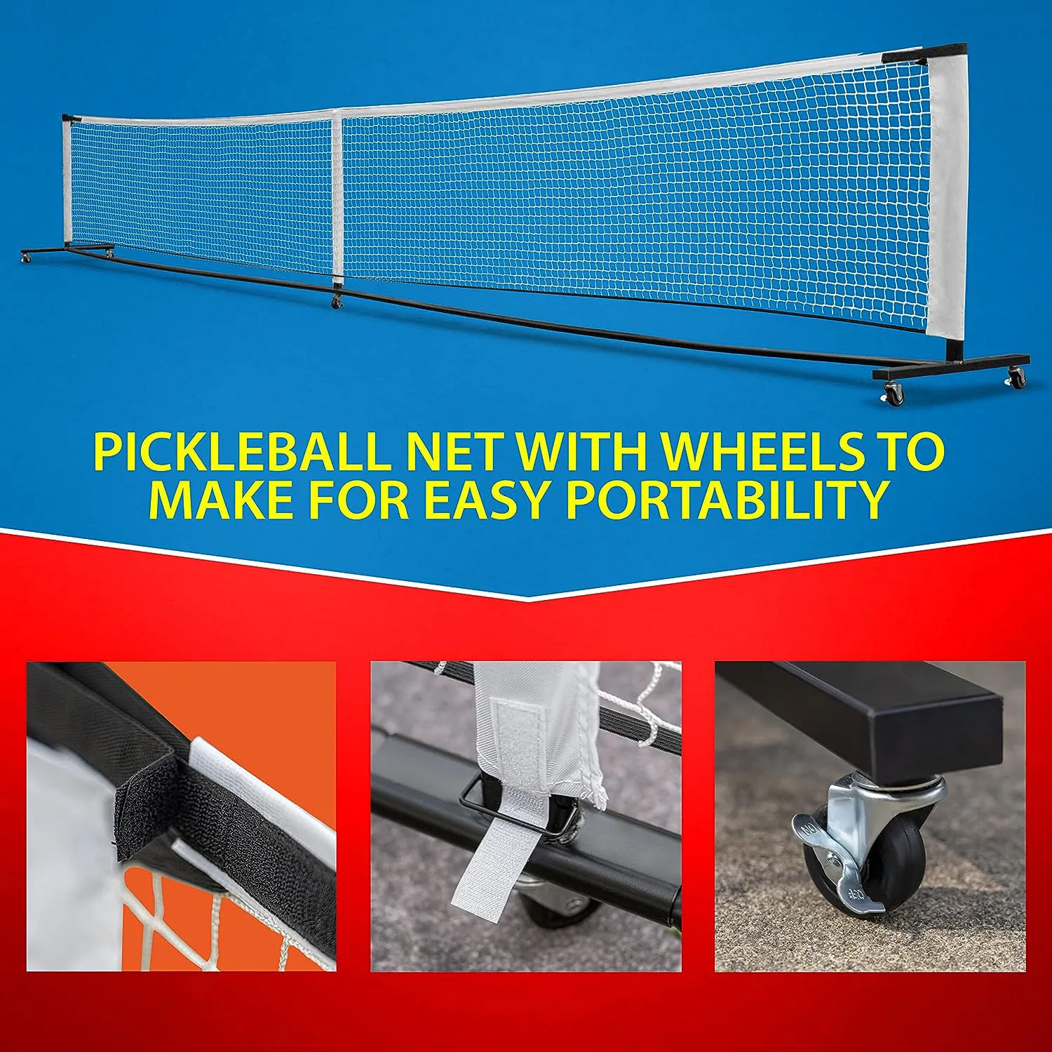 Pickleball Net With Wheeled Base