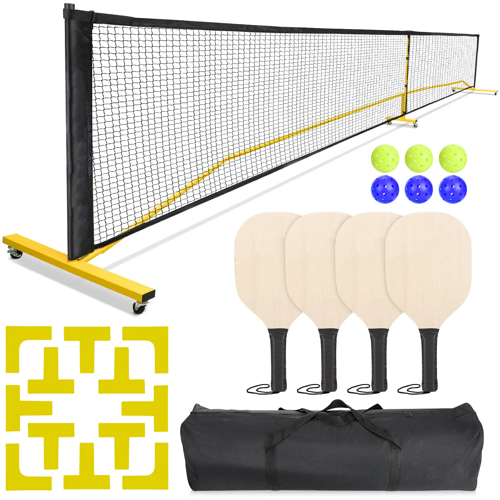 Pickleball Set with Net Wheels