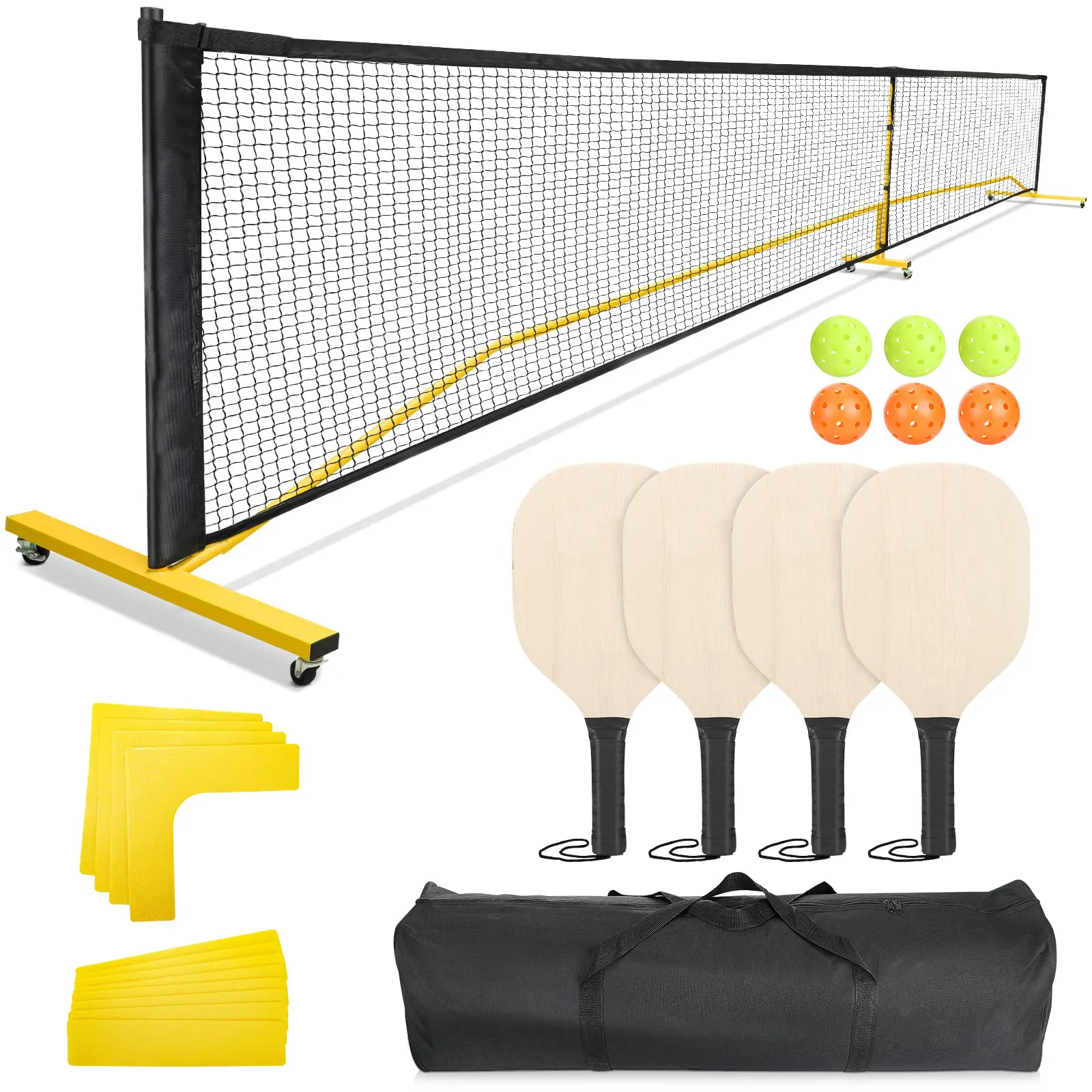 Pickleball Set with Net Wheels