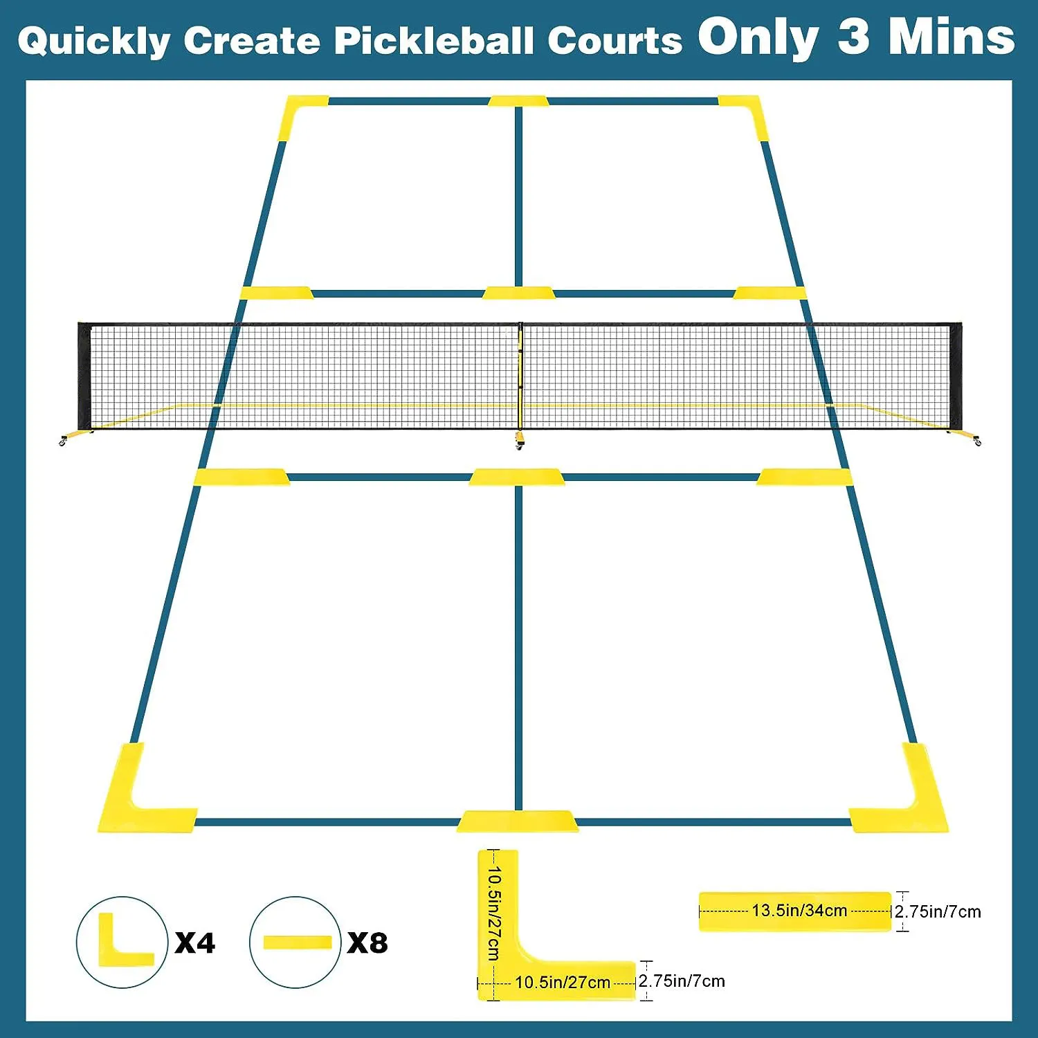 Pickleball Set with Net Wheels