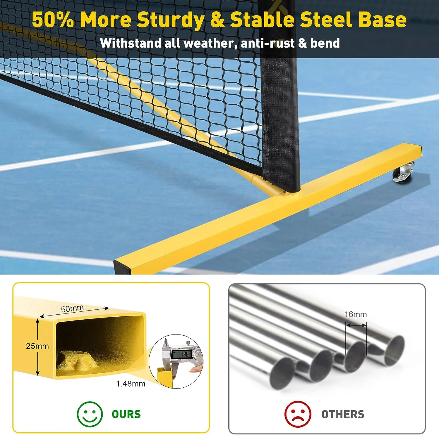 Pickleball Set with Net Wheels