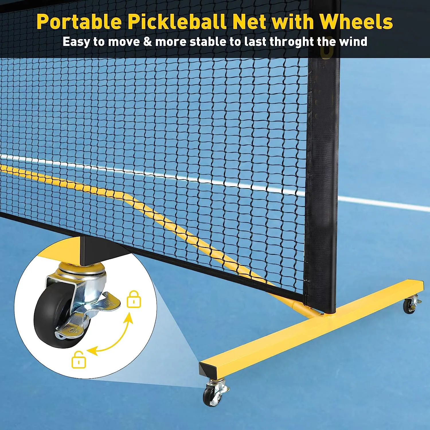 Pickleball Set with Net Wheels