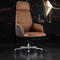 Comfortable Brown leather office chair with wheels