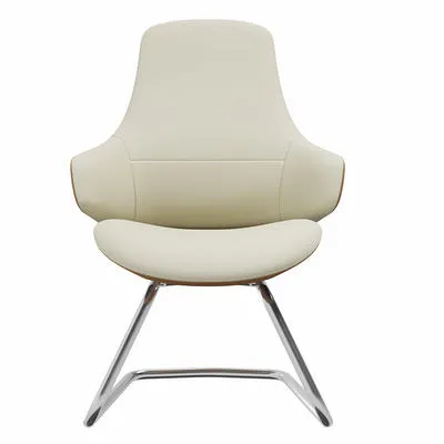 White faux leather desk chair no wheels