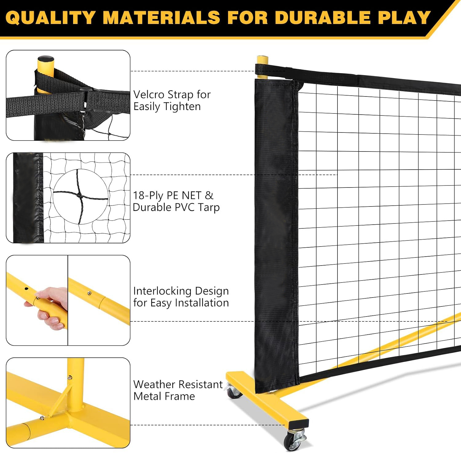 Portable Pickleball Net on Wheels