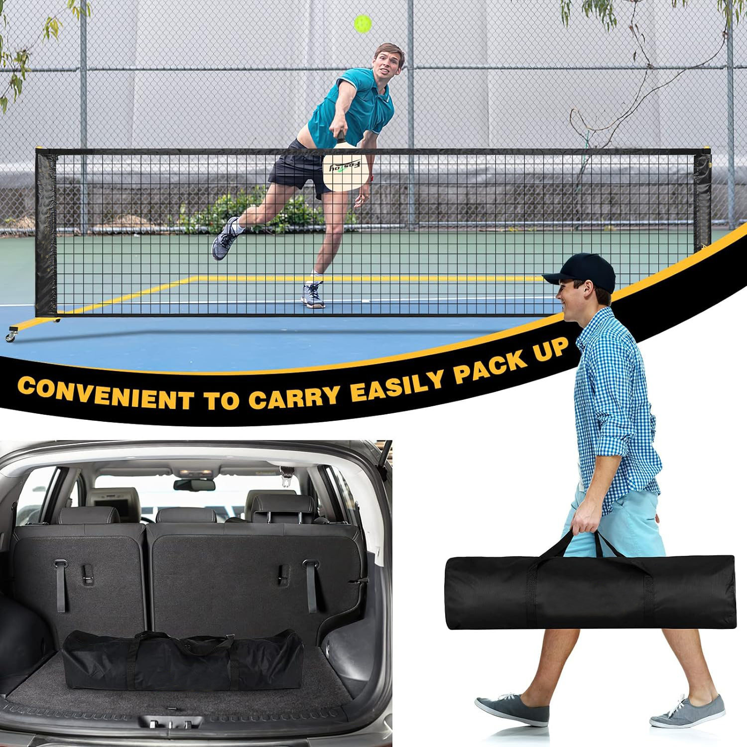 Portable Pickleball Net on Wheels