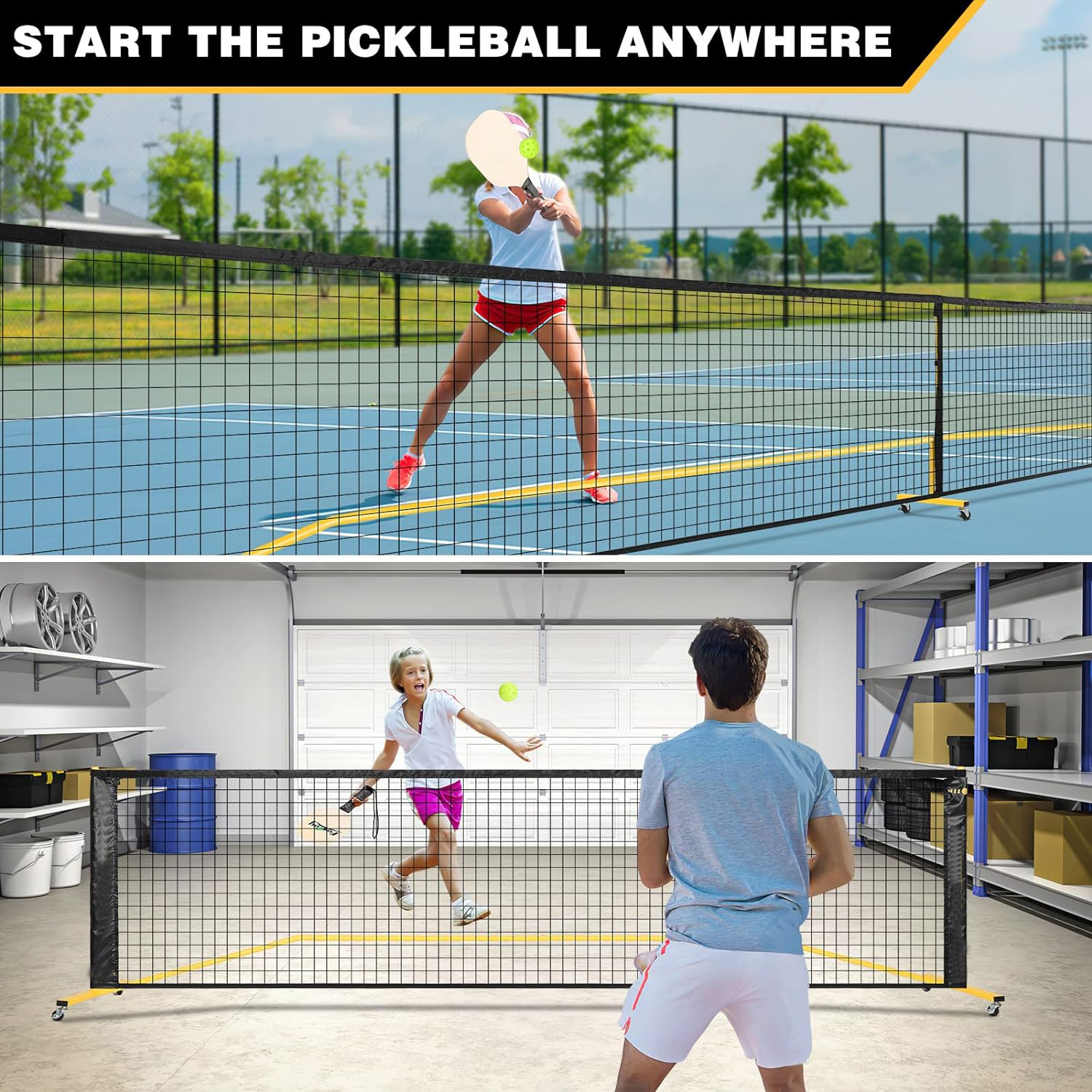 Portable Pickleball Net on Wheels