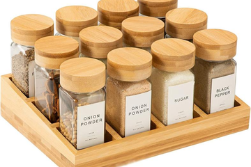 Ny ankomst! Spice Jars Oppbevaring Bamboo Stand