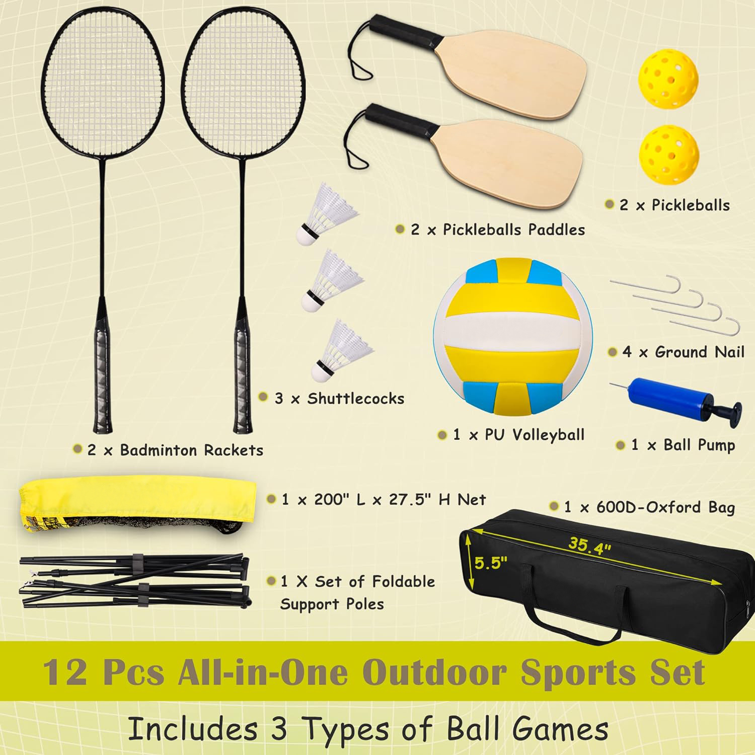 Pickleball & Badminton Net Set