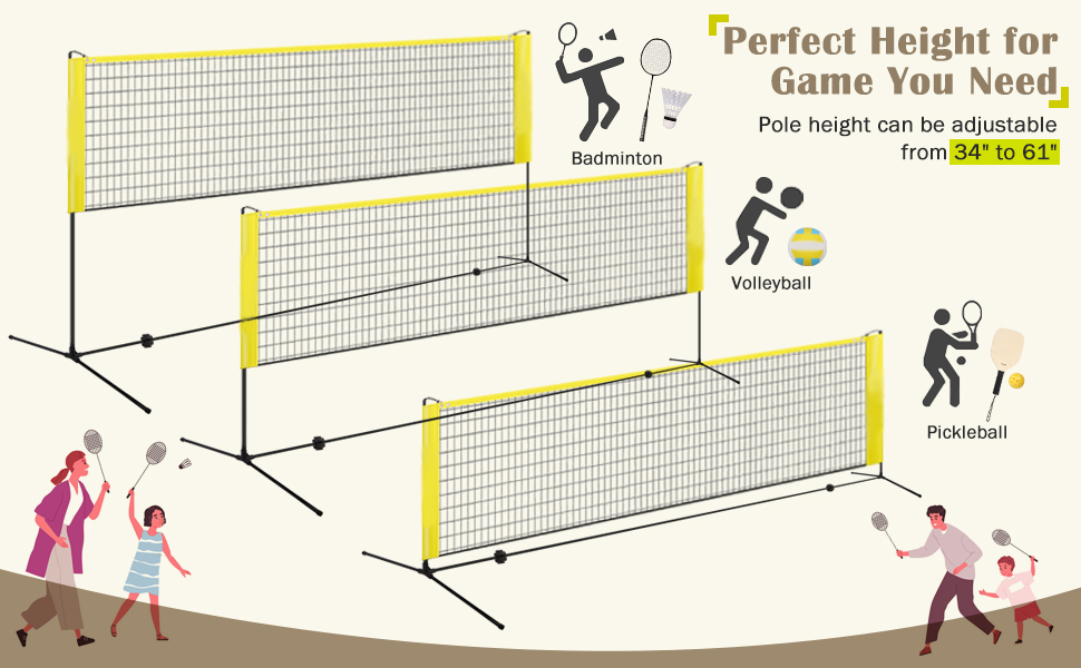  Pickleball & Badminton Net Set 