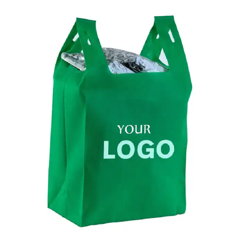  Bolsa de transporte para chaleco de compras impresa reciclable Bolsa para camiseta 