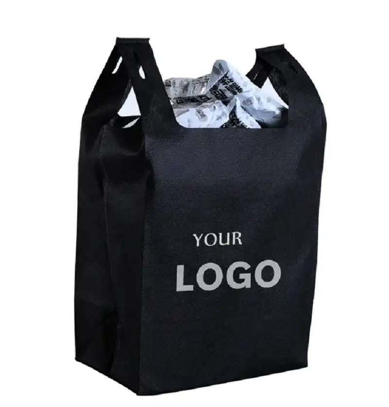  Bolsa de transporte para colete de compras impressa reciclável Bolsa para camiseta 