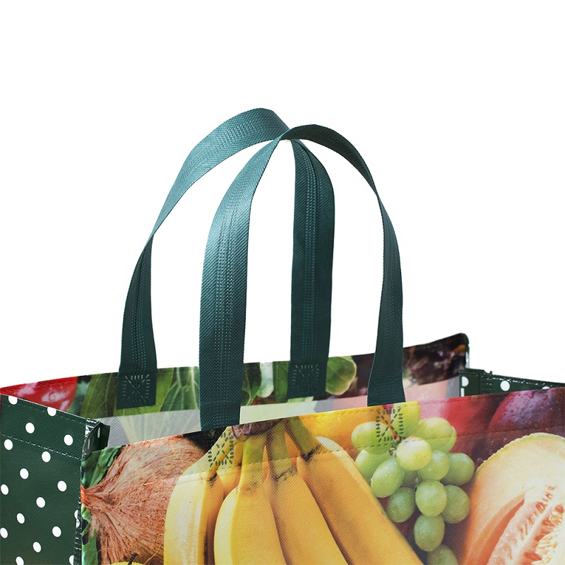  ヒートシールされたプリントショッピング再利用可能なトートバッグ折りたたみ式大容量食料品ハンドバッグ超音波不織布バッグ 