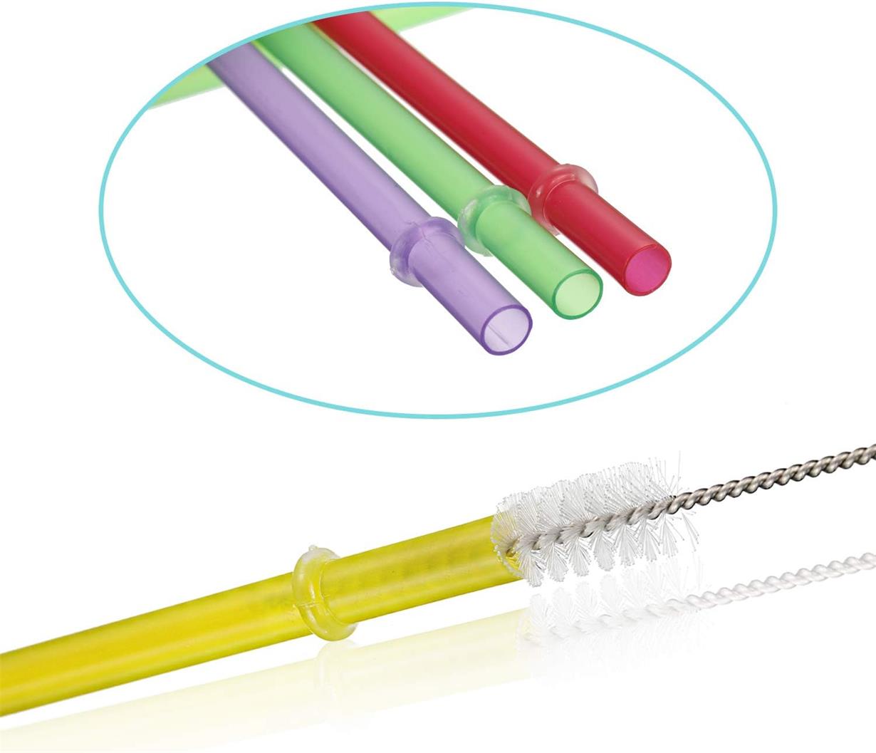 Plastic Straws With Cleaning Brush
