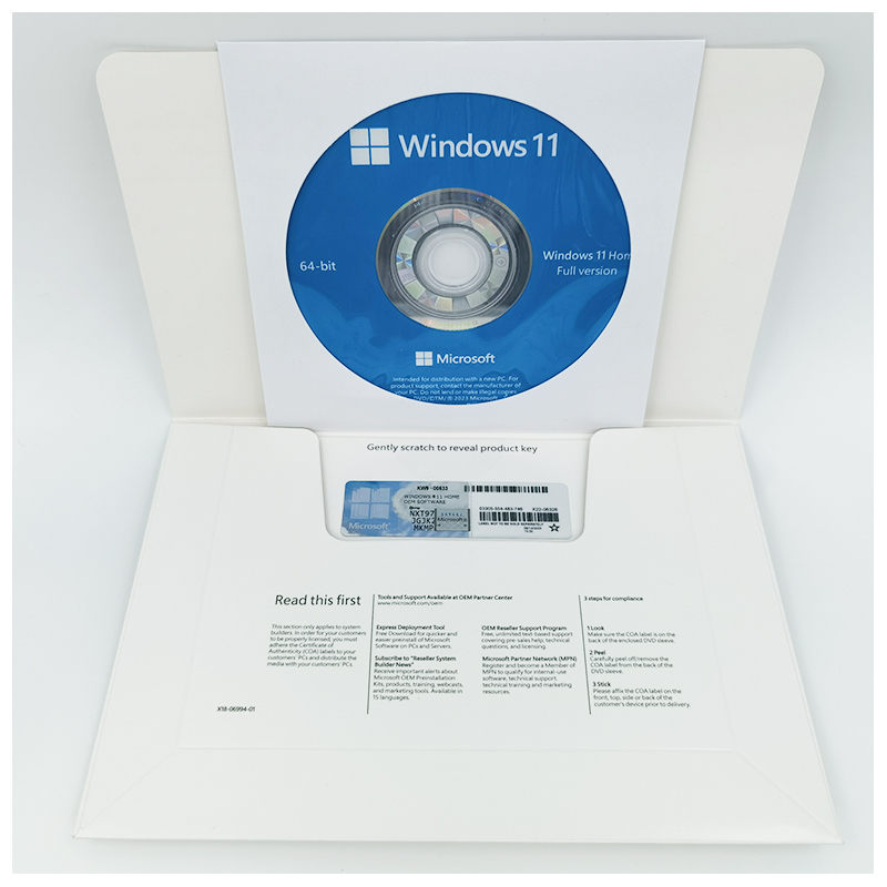 Microsoft Windows 11 Home OEM DVD English Version with Global Online Activation Key