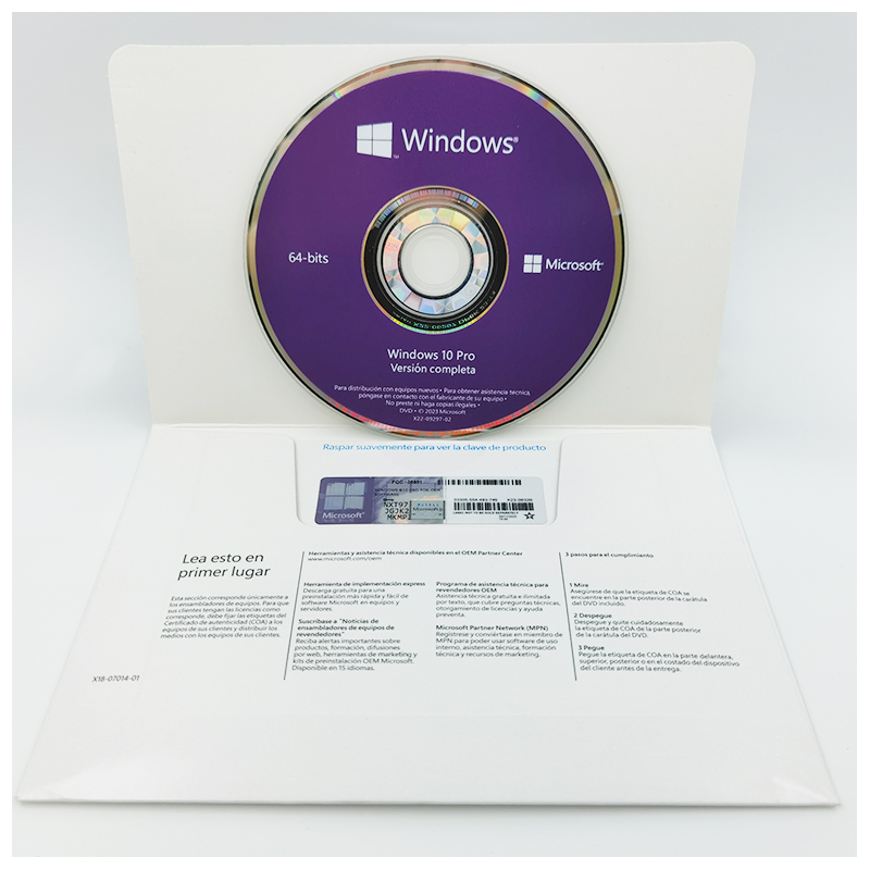 Microsoft Windows 10 Pro DVD Spanish Full Version 1-PC Factory Sealed