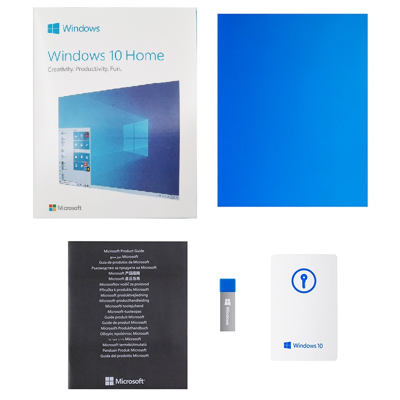 Microsoft Windows 10 Home 32-bit/64-bit Editions - USB Flash Drive (Full Retail Version) Language English
