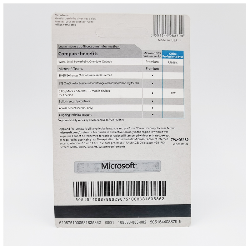 Microsoft Office 2021 Pro Plus Key Card Version with Online Activation Key