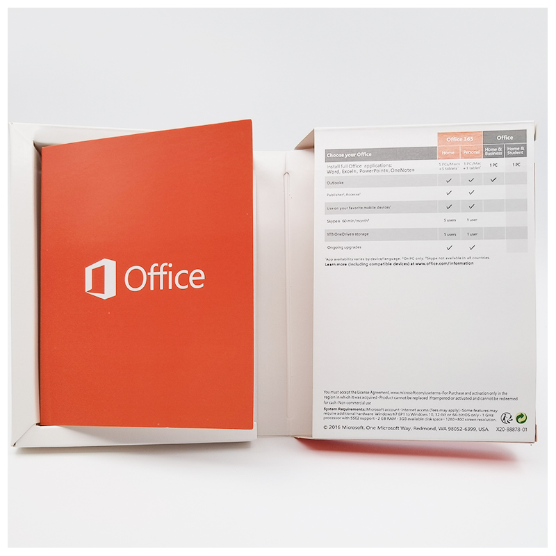 Microsoft Office 2016 Home and Student Retail with Online Activation Key