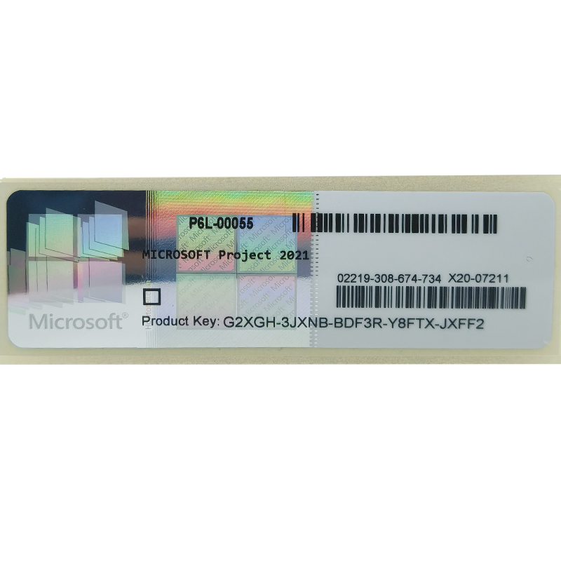 Microsoft Project 2021 License Sticker，Original KeyCode，Genuine Label
