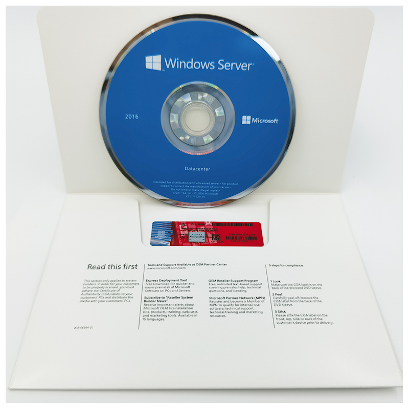 Microsoft Windows Server dat 2016 64Bit Eng 1pk DSP DVD 16 CORE OEM Version With Original Activation Key Code