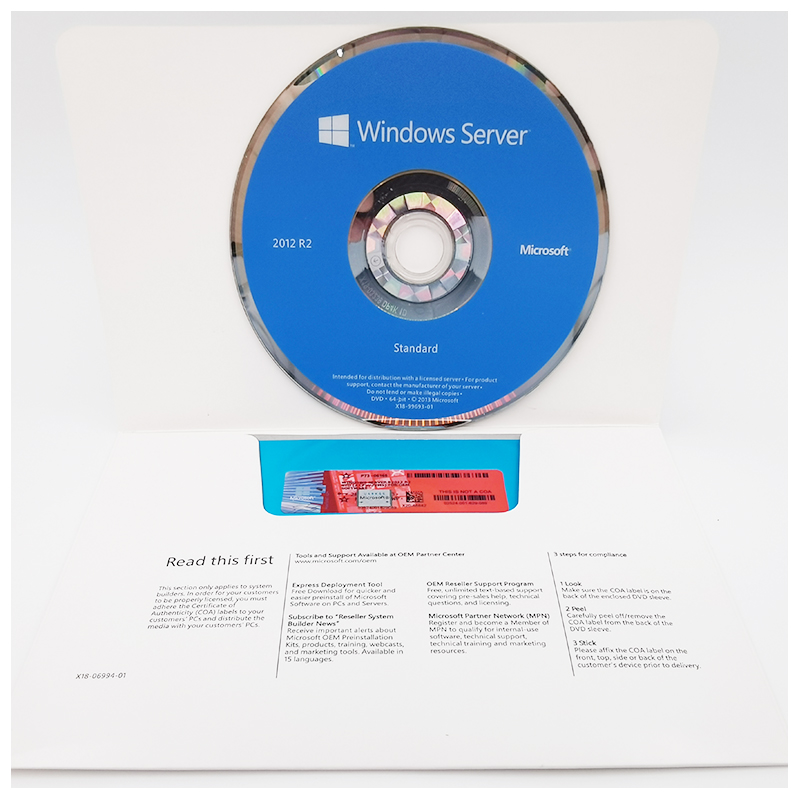 Microsoft Windows Server 2012 R2 x64 Eng DVD OEM Version With Original Activation Key Sticker