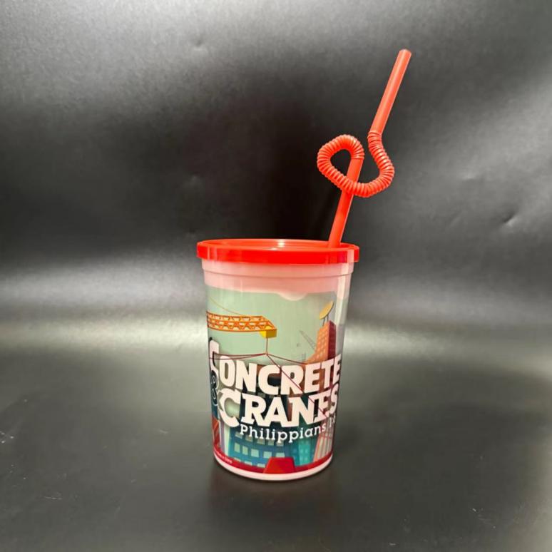 Promotional Kids Cups, Plastic Cup With Straw For Kids
