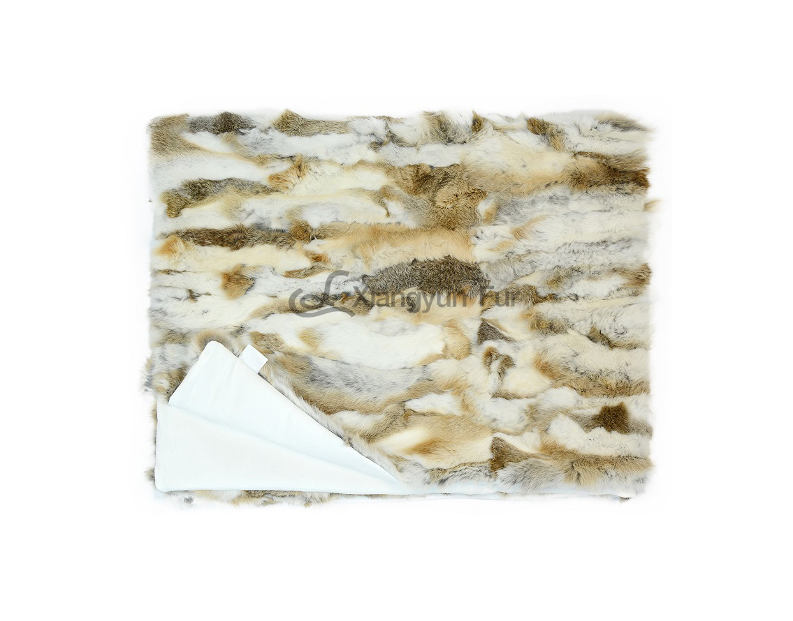 Beige White Rabbit Fur For Chair Pad