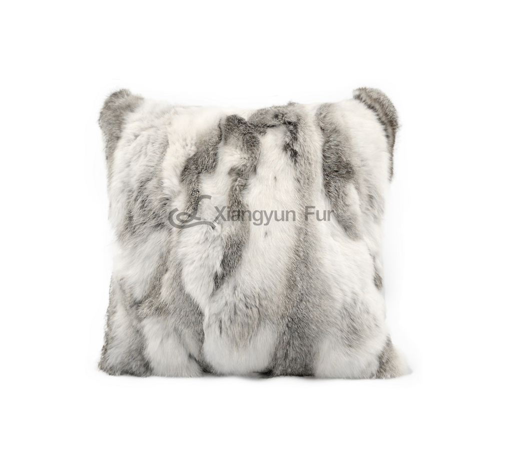 Grey White 100% Rabbit Fur For Sofa