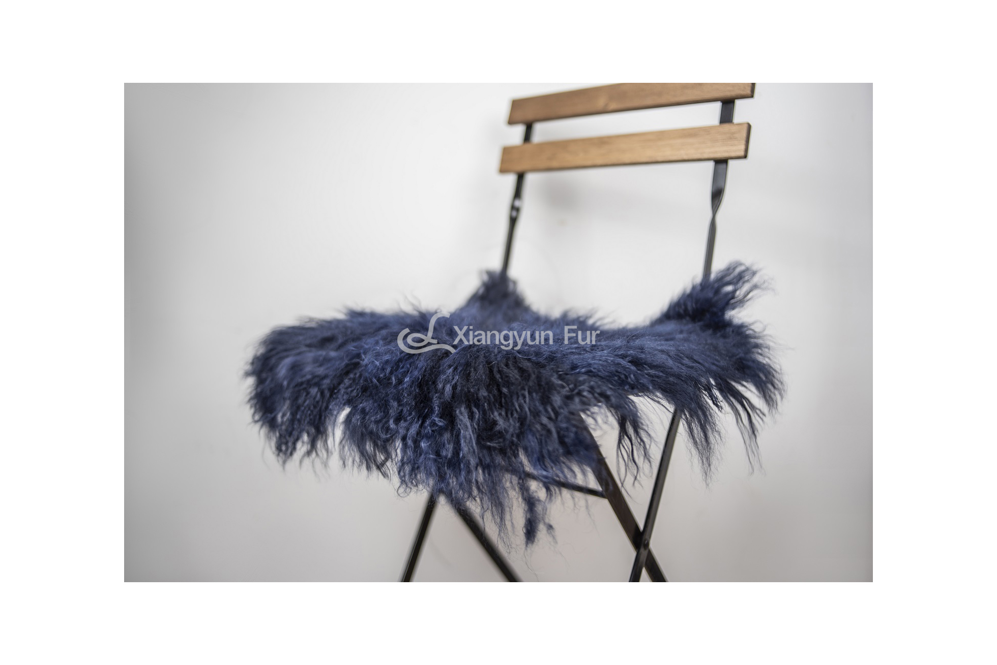 Navy Lamb Fur Chair Pad