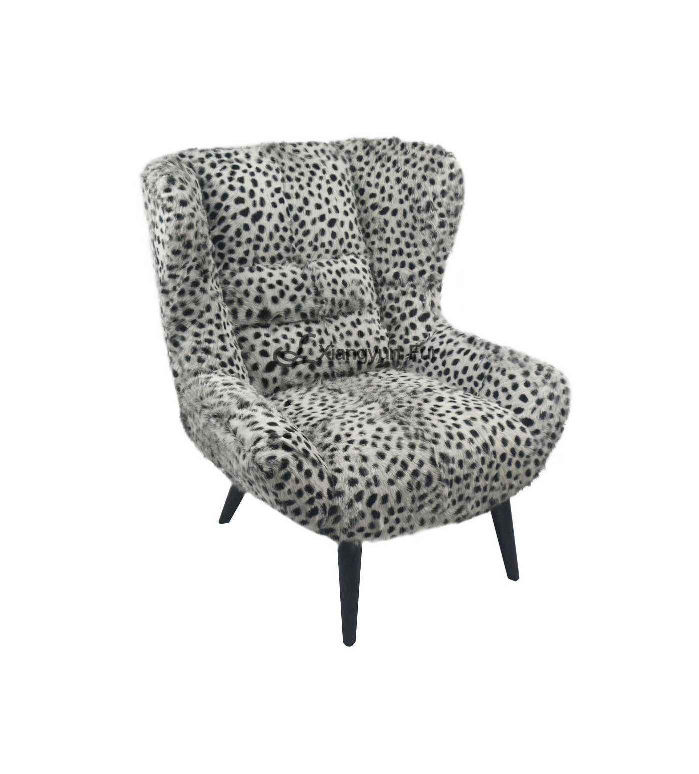 100% Goat Fur Grey Leopard Chair