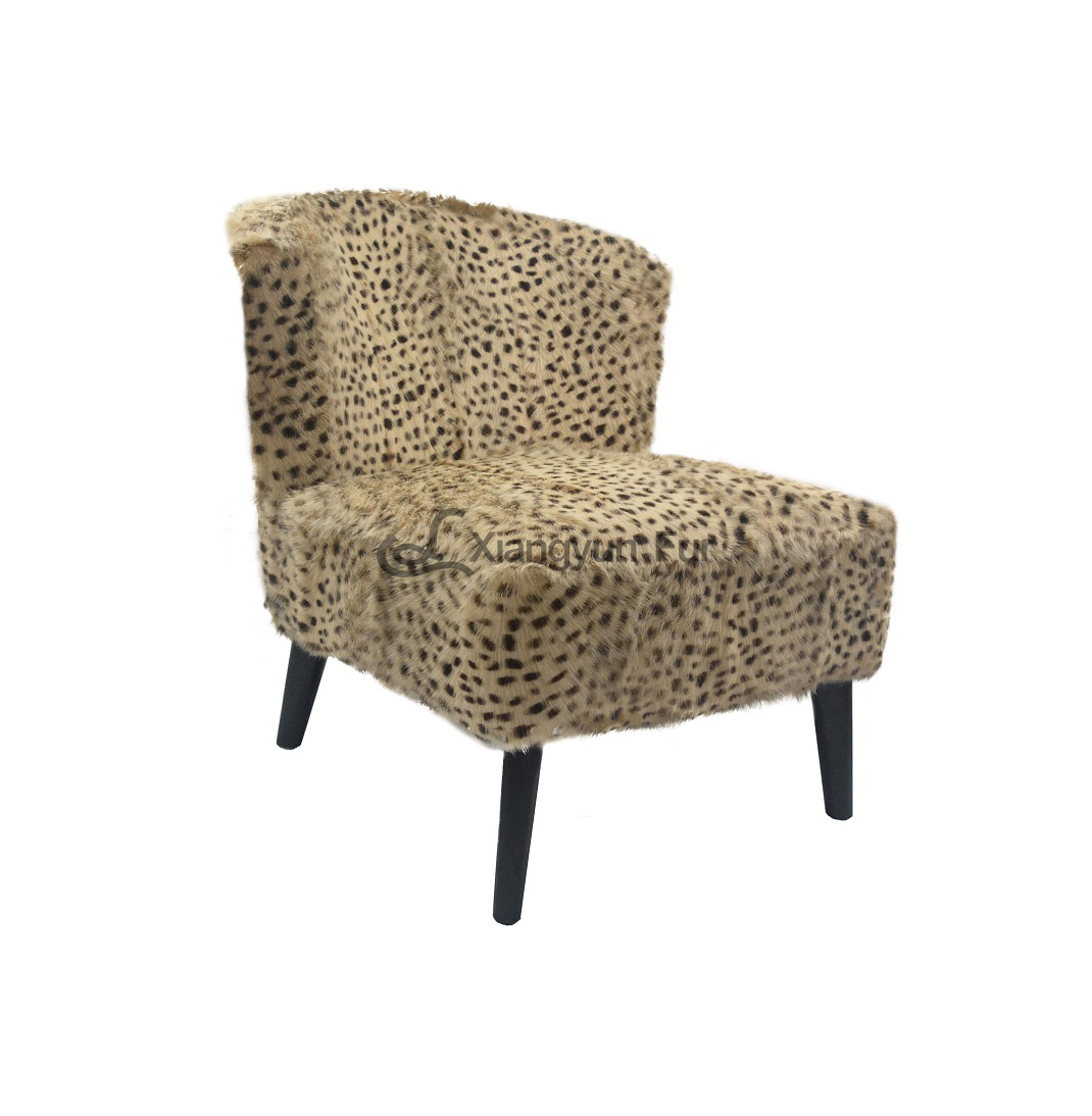 100% Sheep Fur Leopard Chair