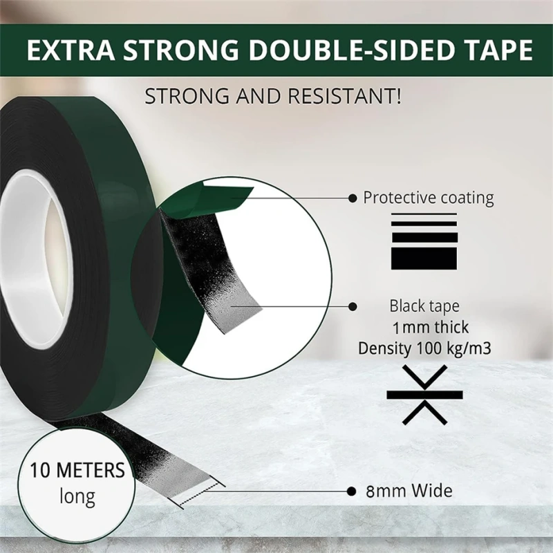 10m Double-sided Tape Strong Adhesive Heavy Duty Waterproof Mounting PE Foam Tape For Car