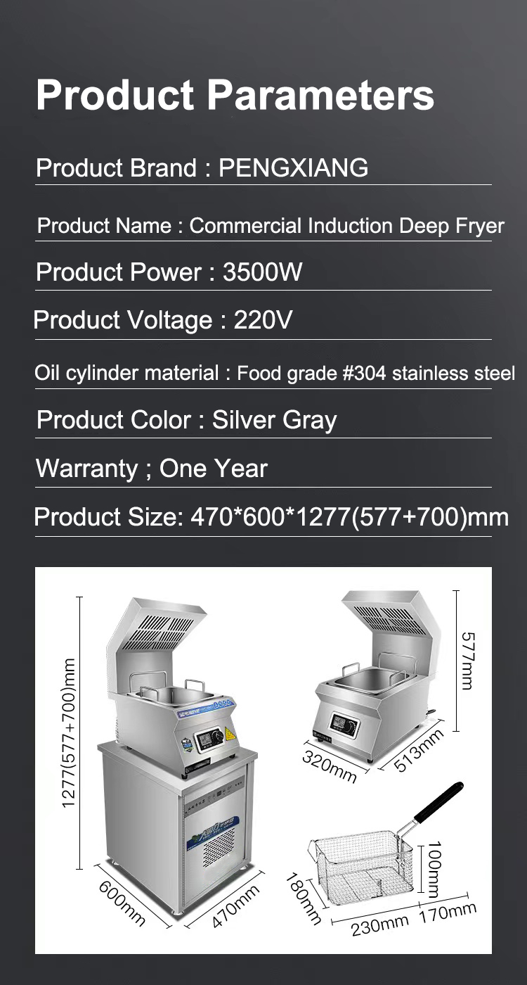 10L Single Tank Commercial Induction Deep Fryer with Extractor Hood