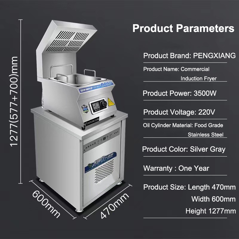 10L Single Tank Commercial Induction Deep Fryer with Extractor Hood